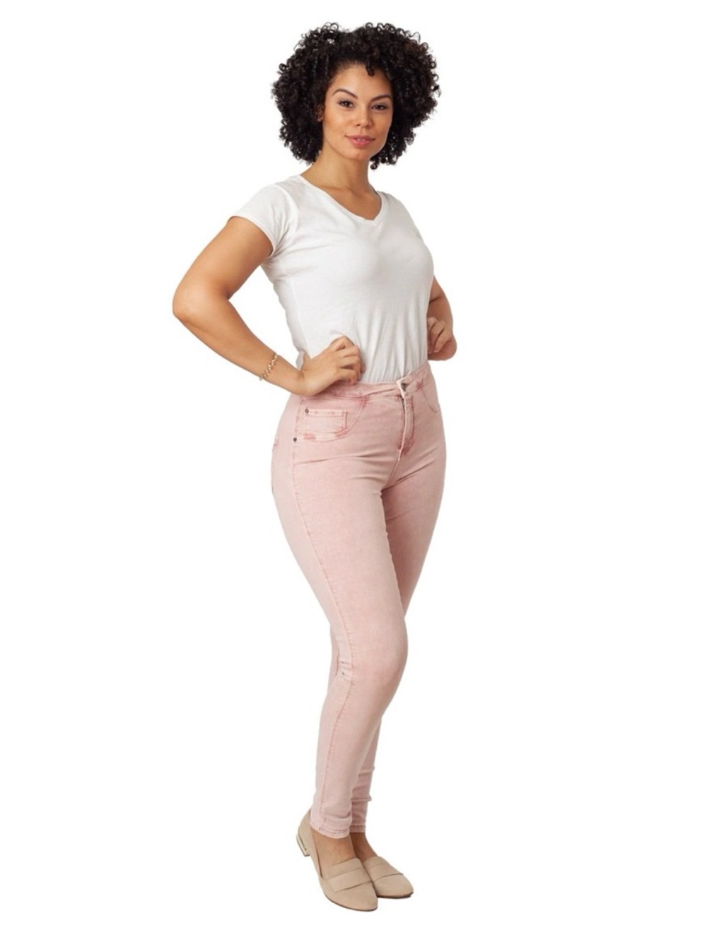 Women's High-Rise Skinny Jeans in Blush Pink